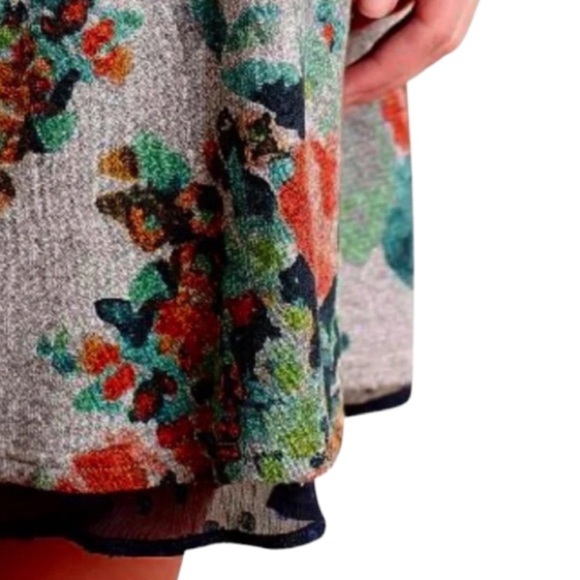 Anthropologie Dress Petite Medium P6 P8 French Terry Floral Black Dotted Hem NWT - Picture 4 of 16